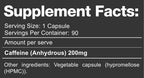 Athletech Caffeine nutrition information panel