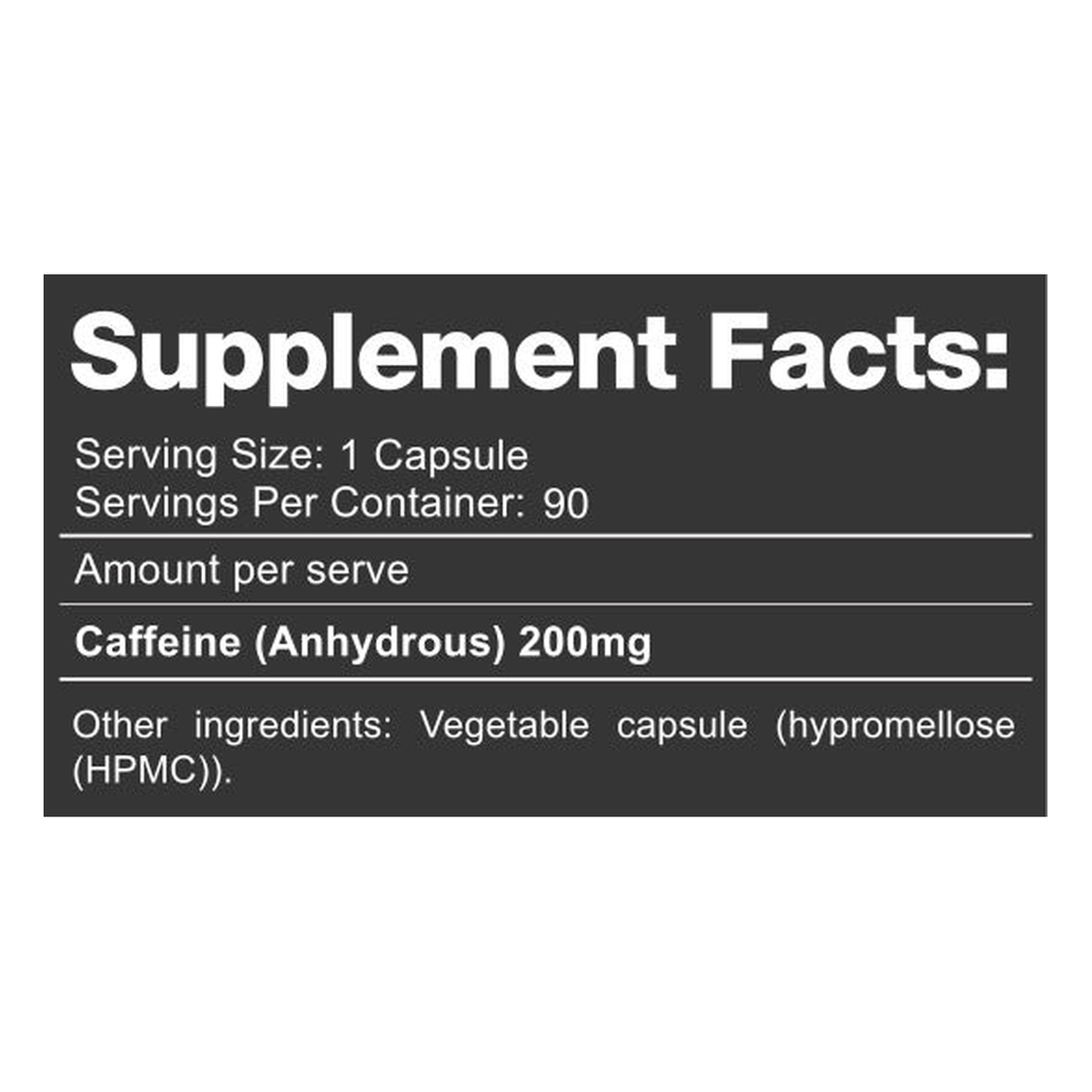 Athletech Caffeine 90 Caps - Supplement Facts