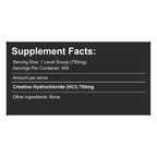 Athletech Pure Creatine HCL 300g - Supplement Facts