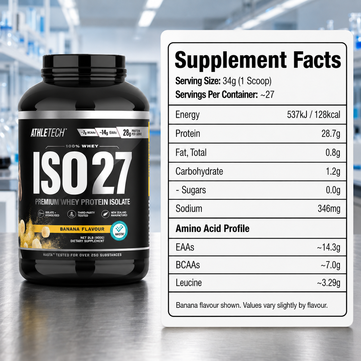 ISO 27 supplement facts - Banana flavour