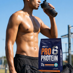 Pro 6 Whey post-workout at the calisthenics park