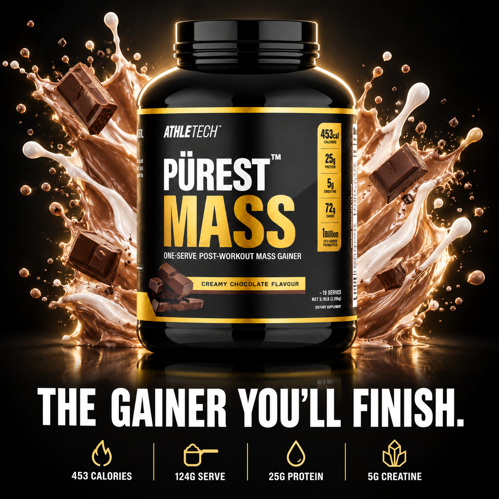Pürest Mass - the gainer you'll finish: 453 calories, 25g protein, 5g creatine, about 19 serves